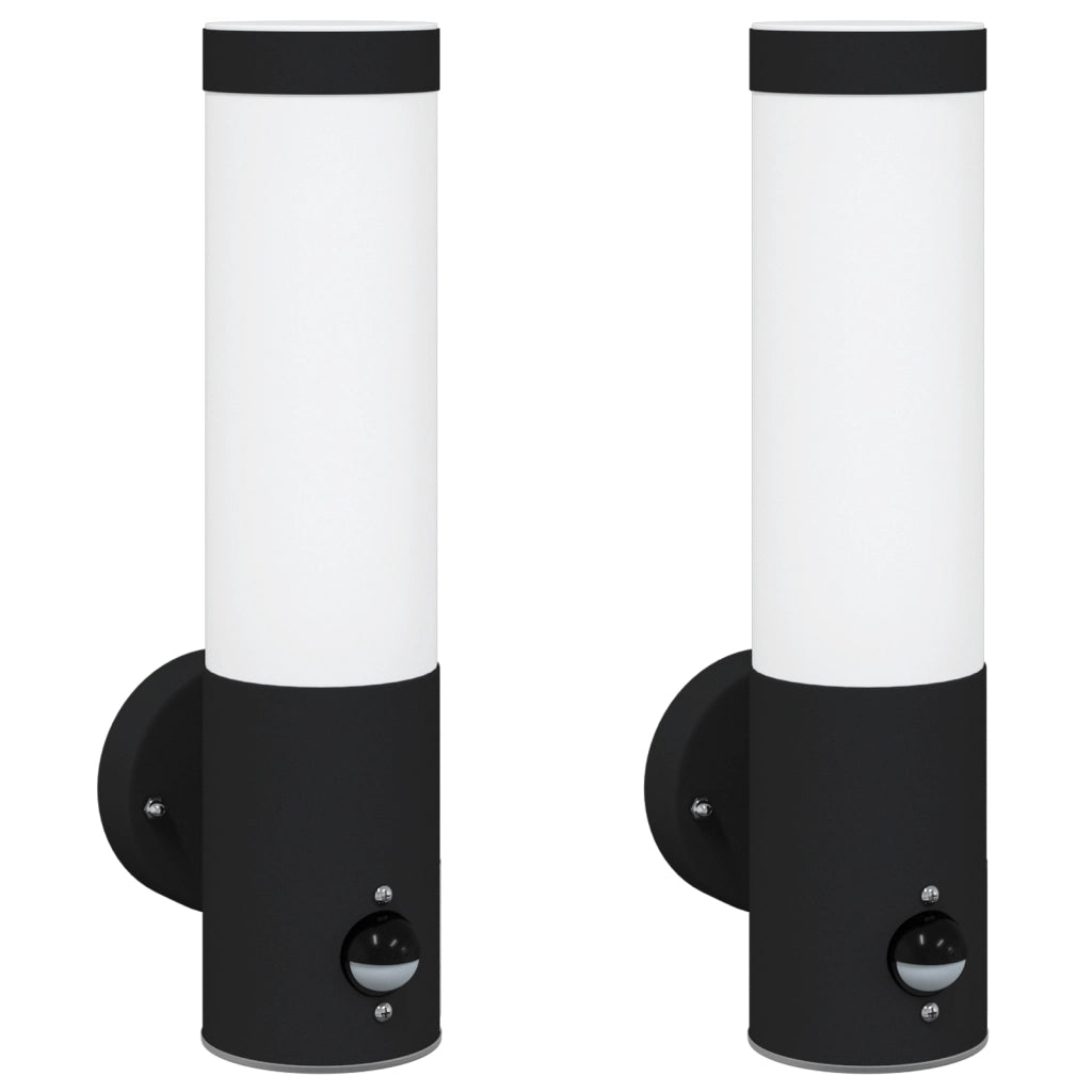 Lampade da esterno  con sensore 2 pezzi Acciaio inossidabile nero IP44
