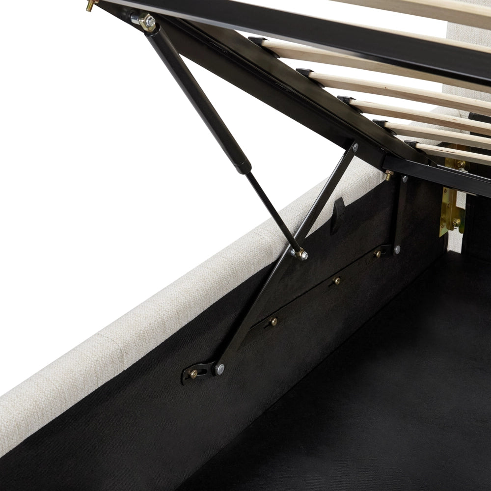 Letto matrimoniale con contenitore rivestito in tessuto bianco sporco 180 x 200 cm camera da letto elegante