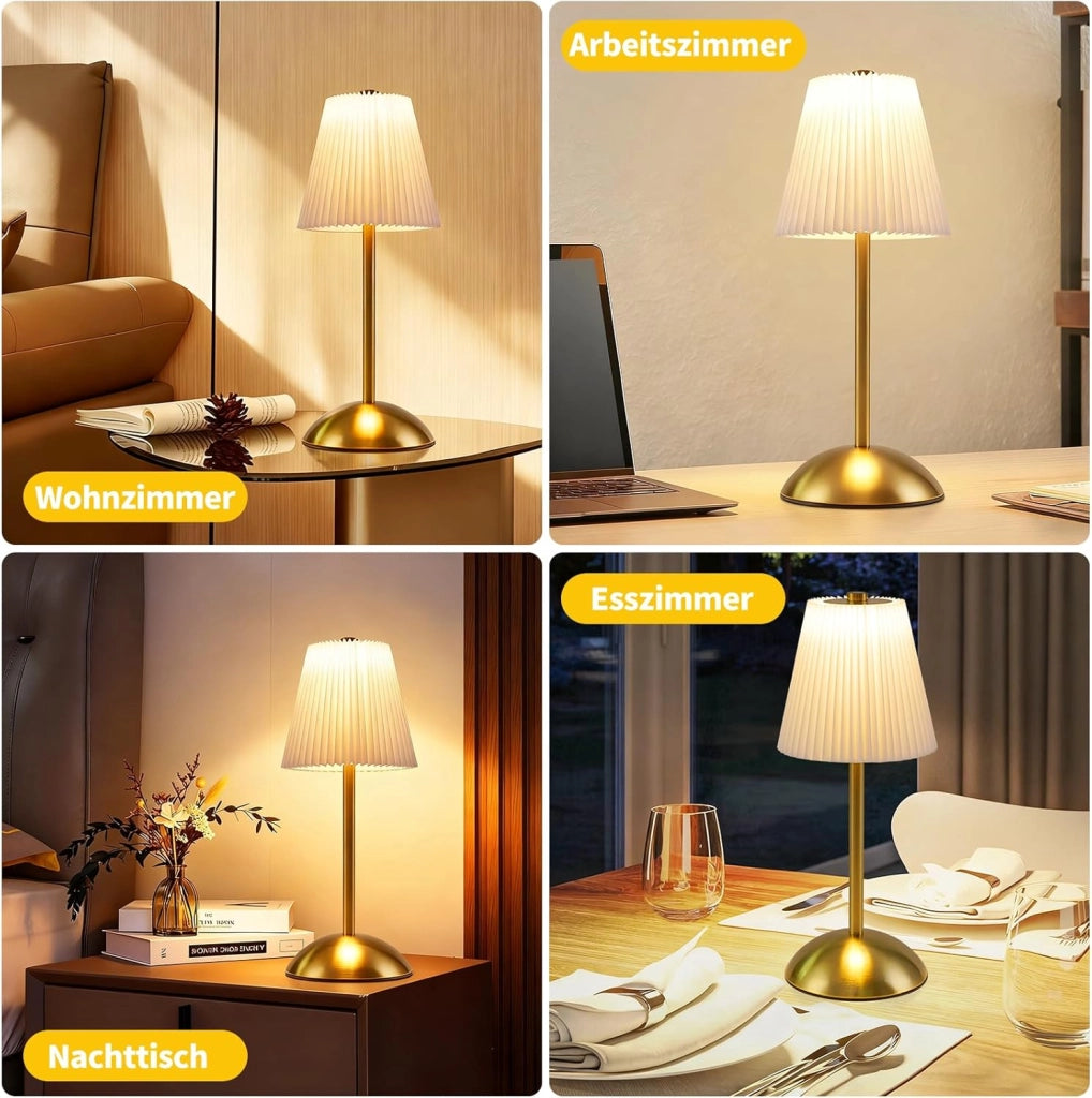 ZMH Lampada da tavolo LED set 2 pezzi bianca wireless dimmerabile 3 temperature colore per camera letto soggiorno