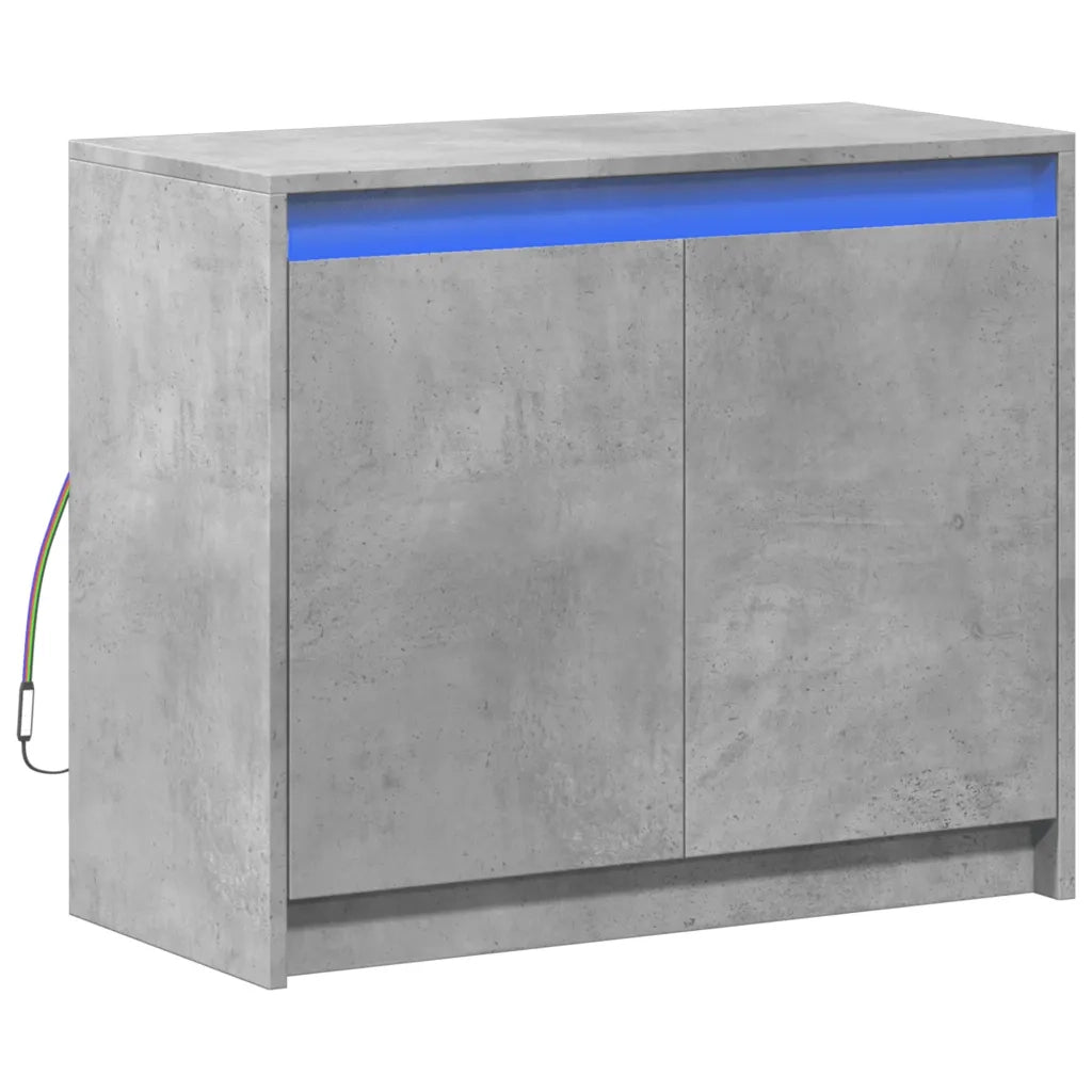 Credenza con LED-Buffet-Armadio da cucina Grigio Cemento 72x34x61 cm Legno Multistrato