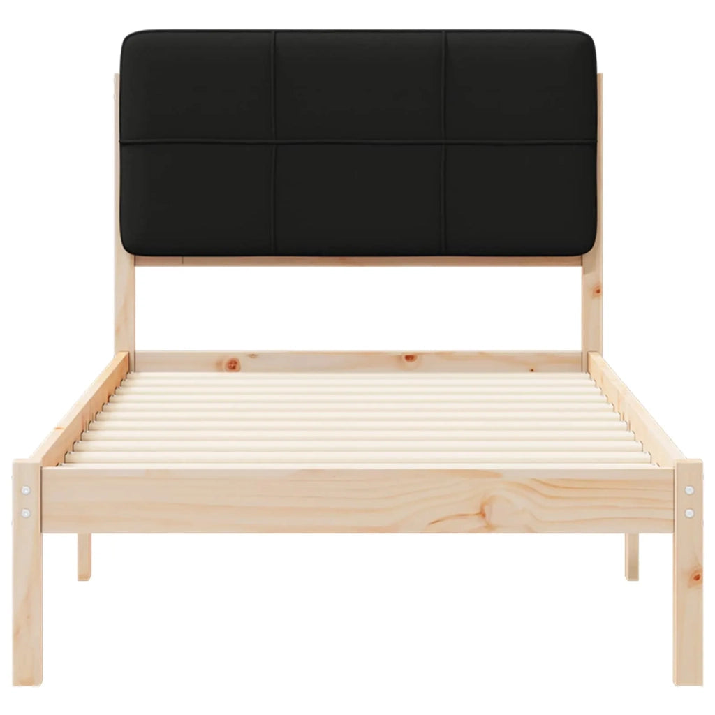 Letto con Testiera Rivestita Nero 100 x 200 cm Pino massello 878001