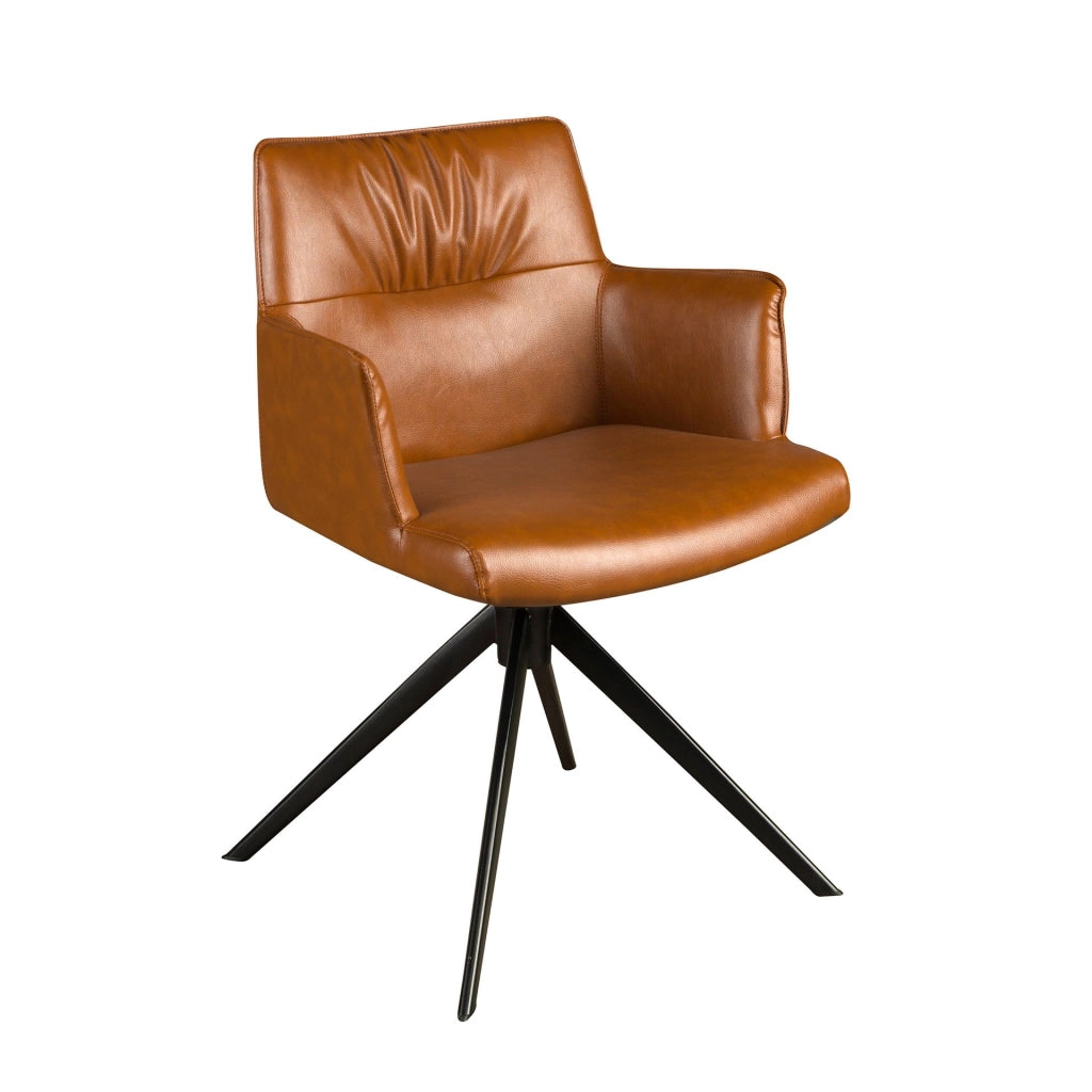 Sedia girevole in similpelle marrone cognac