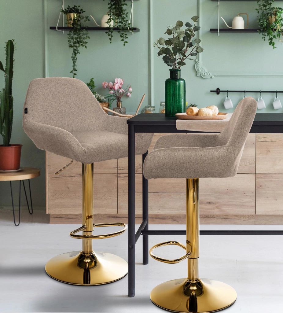 2er Set Barhocker Braga Gold Stoff