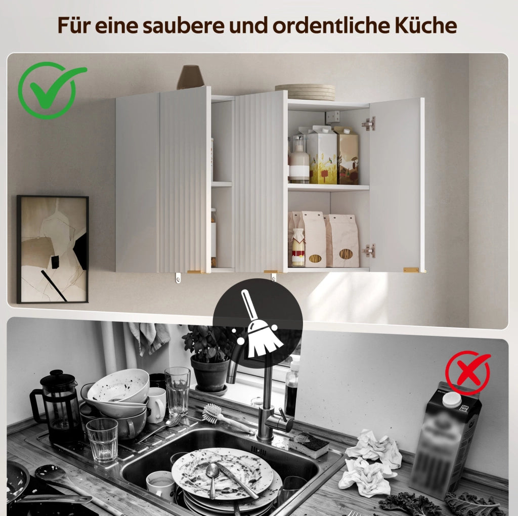 Armadietto pensile a 3 ante in MDF bianco 90 x 29 x 60 cm