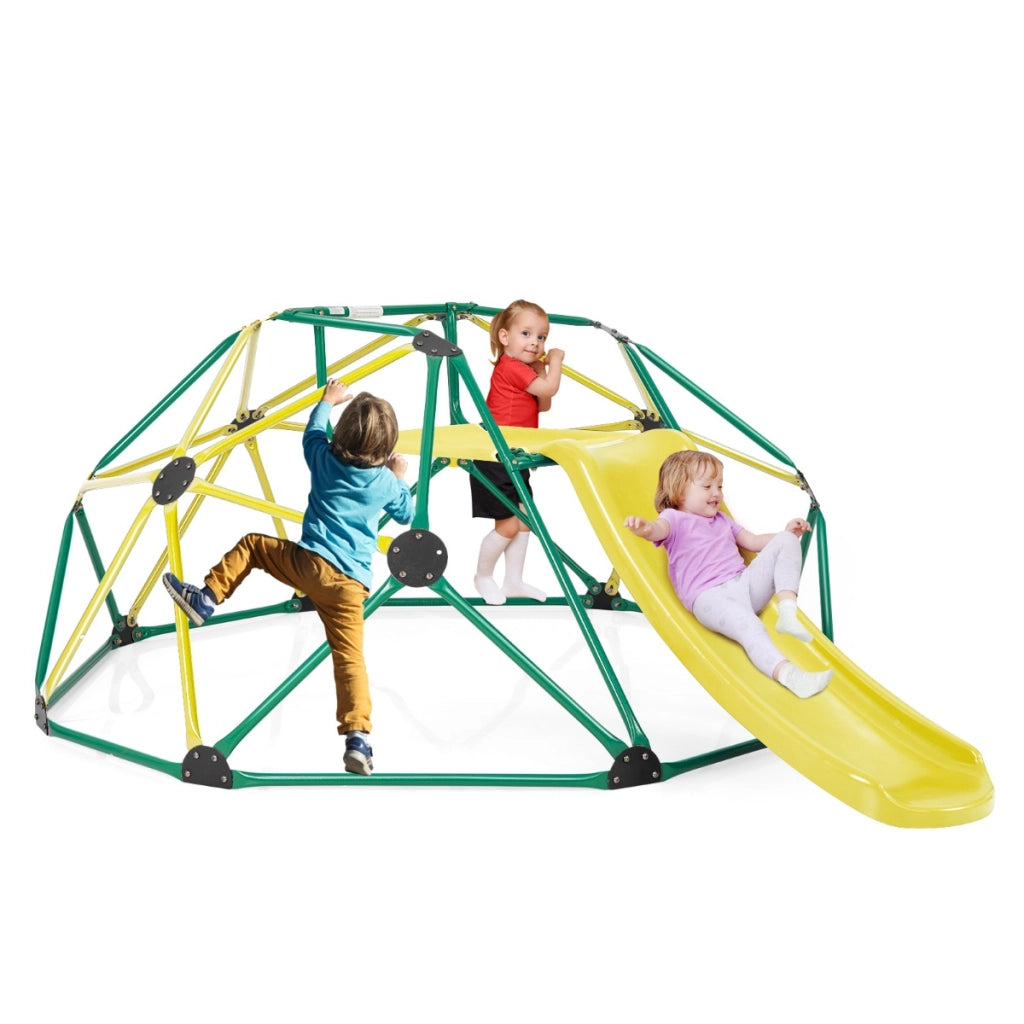 Cupola di arrampicata e set da gioco con scivolo capacit¨¤ di carico di 180KG, Parco giochi per bambini Verde-Arrampicate e scivoli