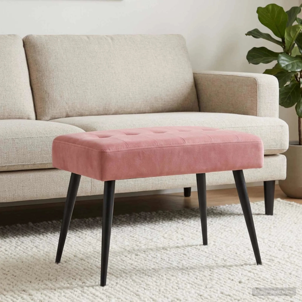 Panchina con bottoni imbottiti Rosa 60 x 40 x 45 cm Velluto 42038505