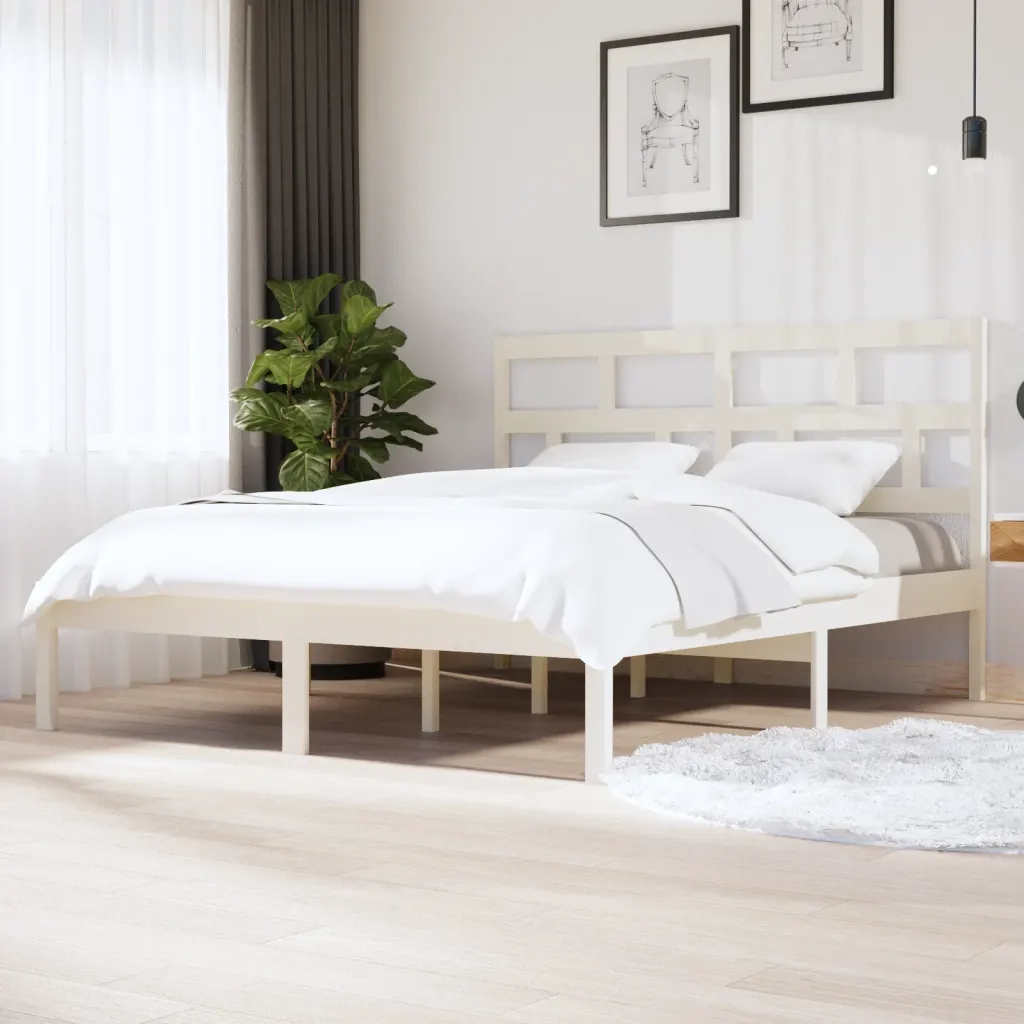 Giroletto Bianco in Legno Massello di Pino 160x200 cm 3101229
