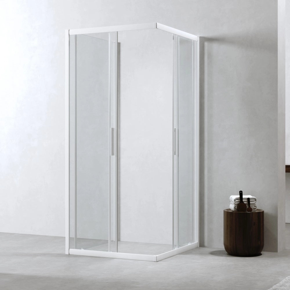 Cabina Doccia 3 Lati 80x80x80 Cm Scorrevole Profili Bianco Opaco 6mm| Neat