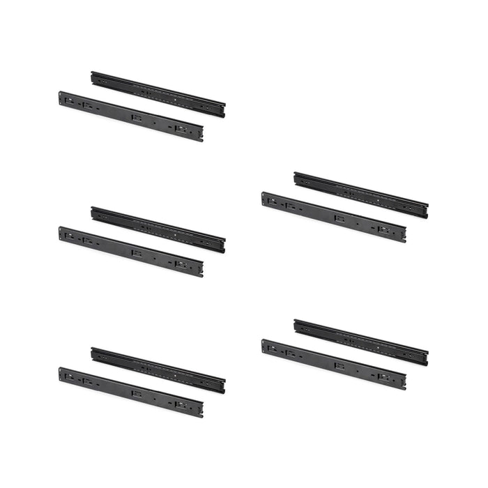 Emuca Kit guide per cassetti, a sfera, 45x 600 mm, estrazione totale, Nero, 5 u.