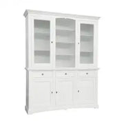 Credenza cristalliera in legno 3 ante Shabby chic bianco mod goccia