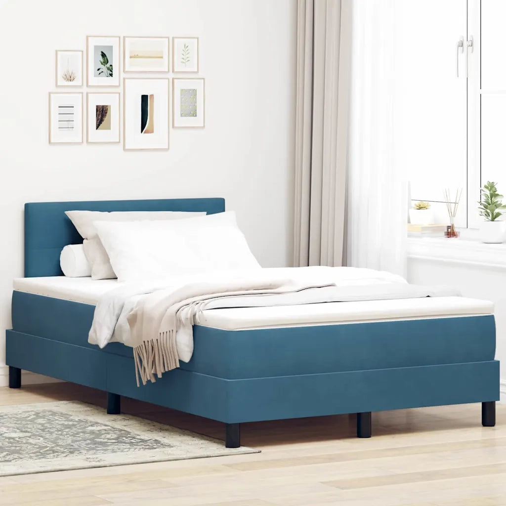 Letto a molle con materasso Blu Scuro 120 x 200 cm Velluto 3339168