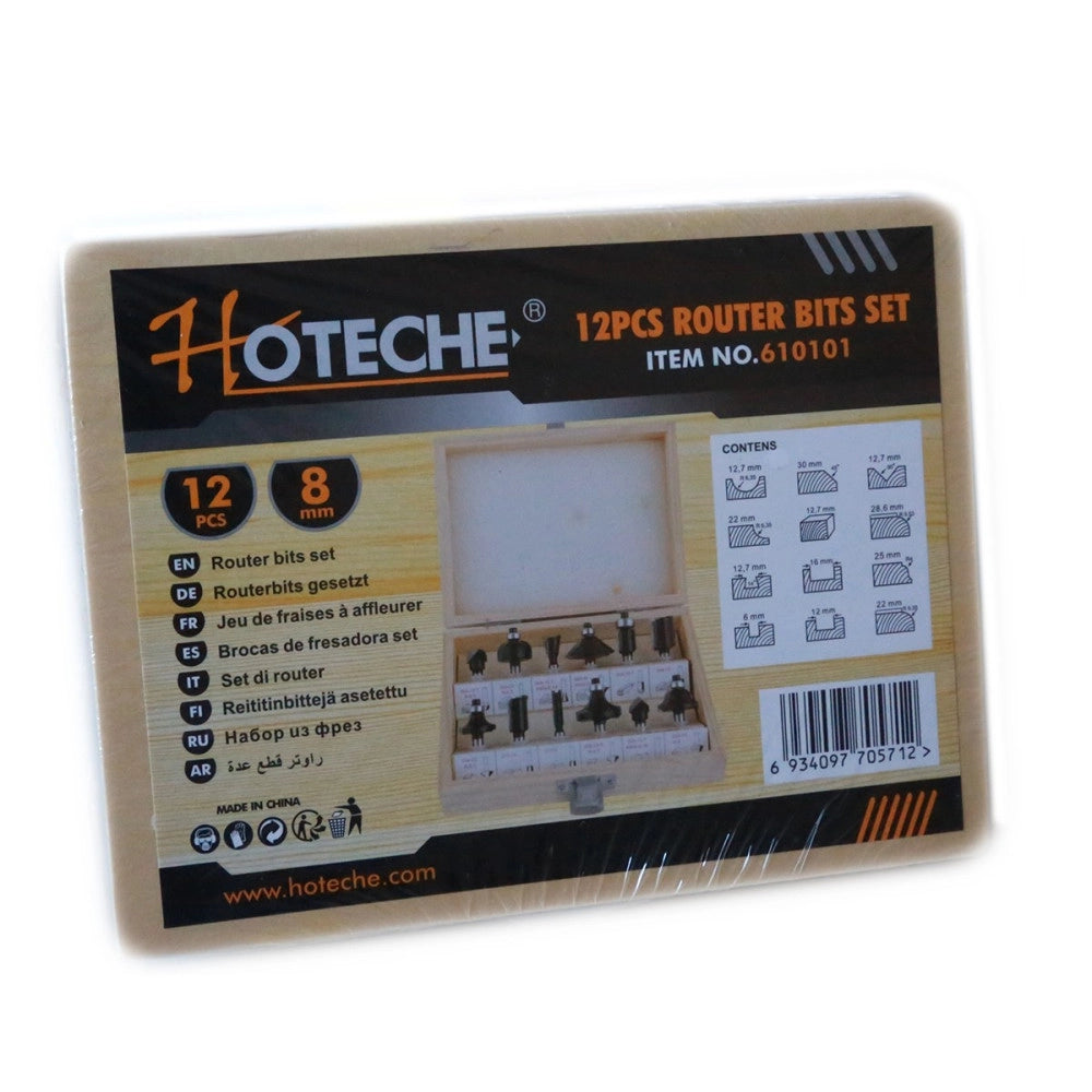 Trade Shop - Set 12 Pz. Frese Legno Frese Per Scanalare Gambo 8 - 12 Mm Fresatrice Pantografo -