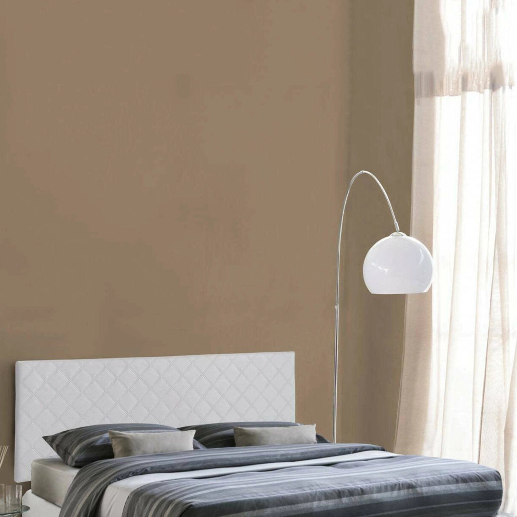 Letto matrimoniale Amarillide, Testata in ecopelle a muro, Made in Italy, adatta a letto Matrimoniale, cm 170x60, Bianco
