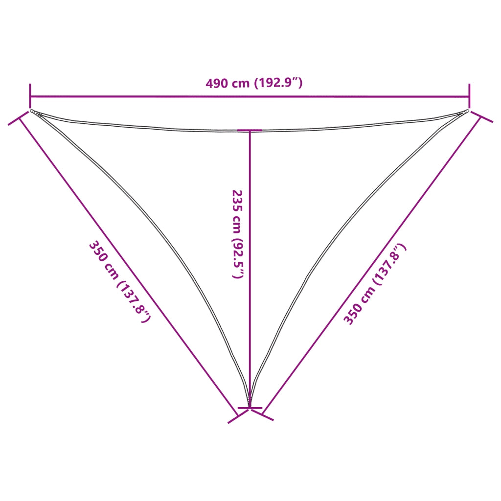 Parasole a Vela Oxford Triangolare 3,5x3,5x4,9 m Beige 135175