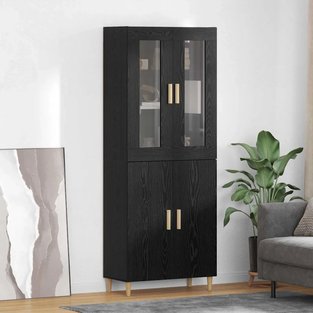 Credenza | Madia | Buffet da pranzo | Armadio da pranzo Rovere Nero 69,5 x 34 x 180 cm
