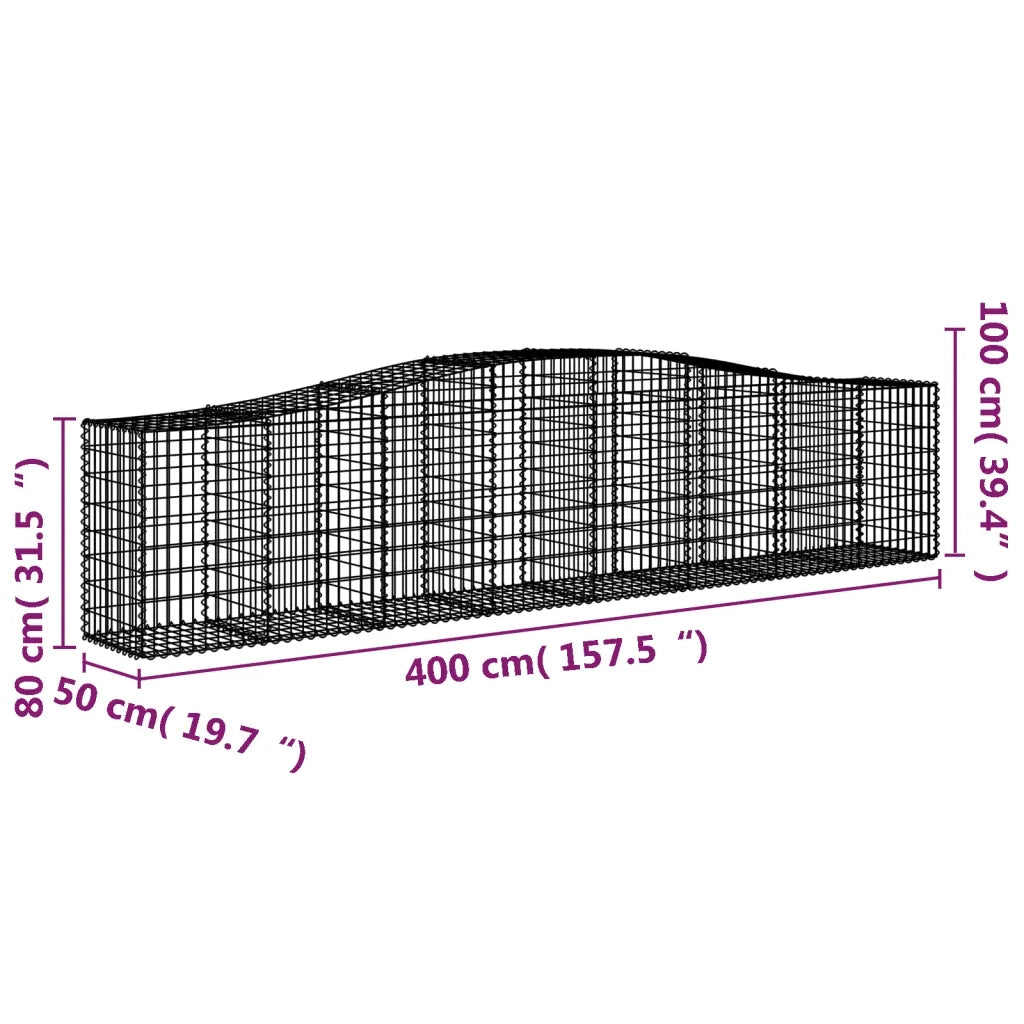 Cesti Gabbioni ad Arco 2 pz 400x50x80/100 cm Ferro Zincato