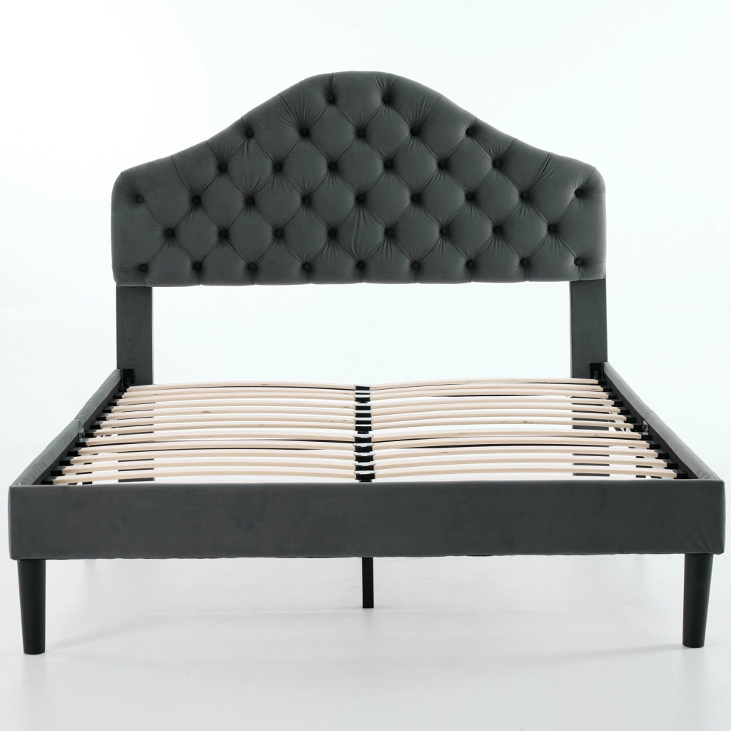 Letto Imbottito con Testiera Regolabile ¨C MINIMAL ¨C Velluto Grigio 140x200