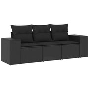 Set Divani da Giardino 3 pz | Set Salotto da Giardino con Cuscini in Polyrattan Nero
