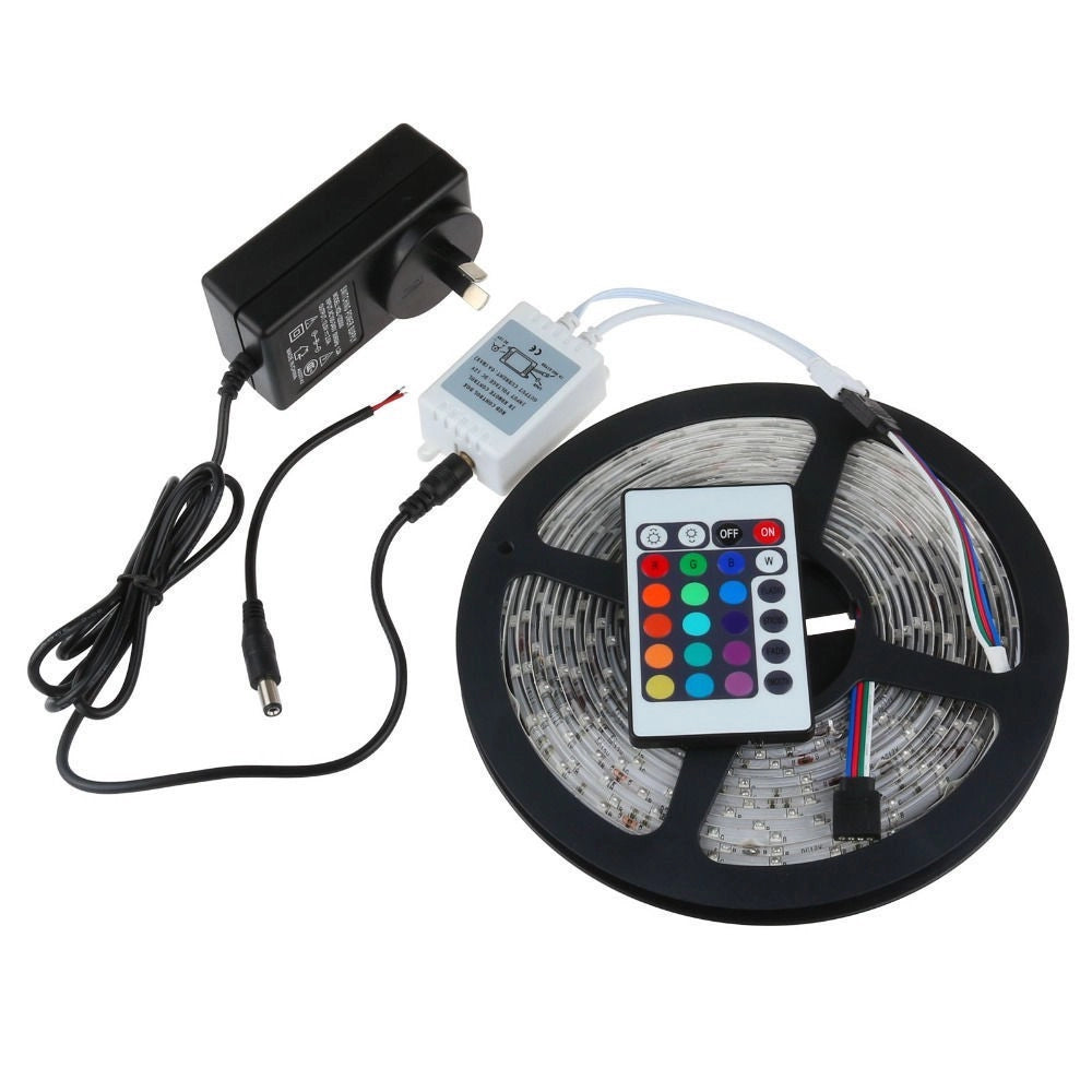 Trade Shop - Bobina Striscia Strip Led 5050 Flessibile 5m Adesiva Luce Interno Esterno Ip65 - -rgb      -