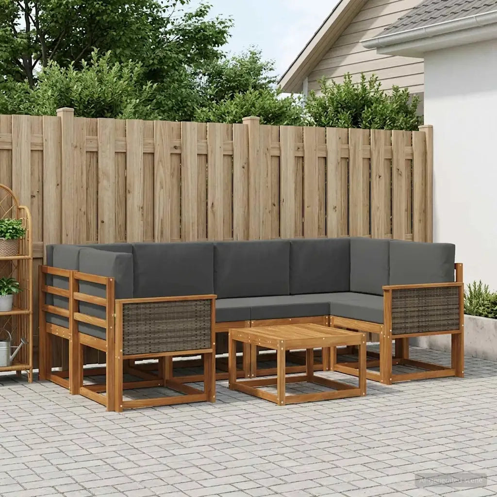 Set di divani da esterno con cuscino 5 pcs Naturale e Antracite 3385028