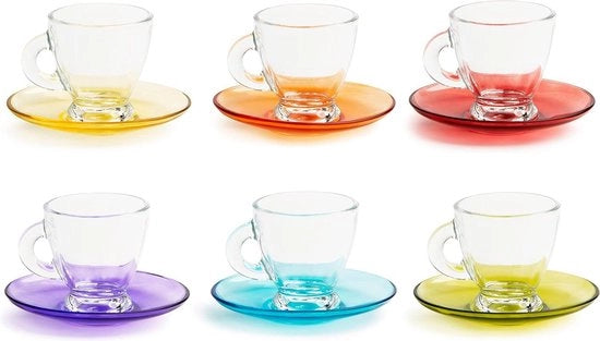 Set di 6 tazze da caffè e piatti con stampo di fiori