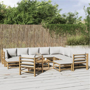 Set Salotto da Giardino 12pz con Cuscini Grigio Chiaro BambÃ¹cod mxl 76312
