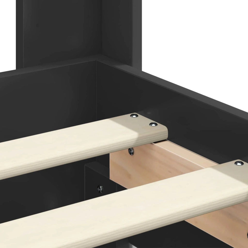 Struttura del letto con stoccaggio e testata Nero 150 x 200 cm 3413936