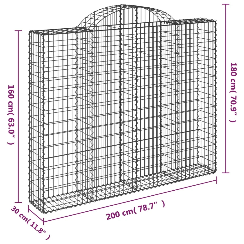 Cesti Gabbioni ad Arco 2 pz 200x30x160/180 cm Ferro Zincato 3146173