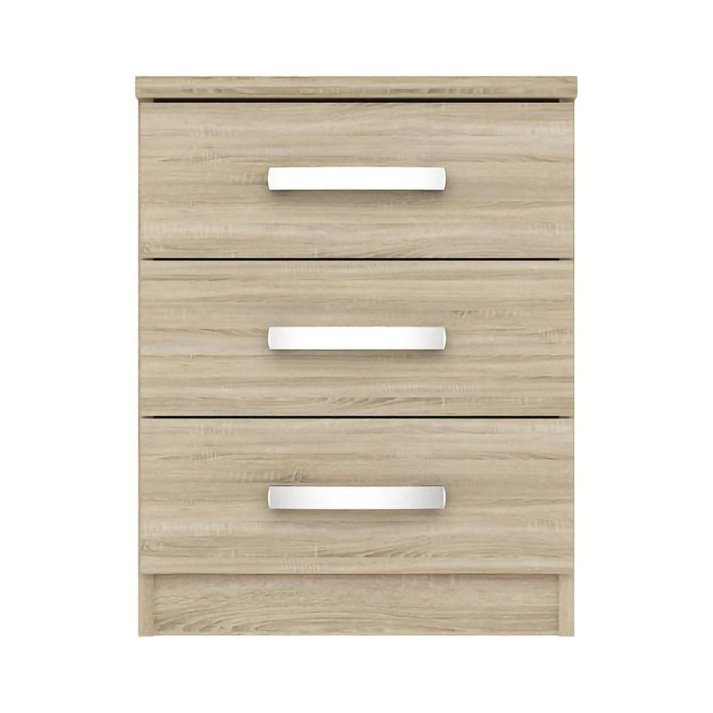 Lebale, Comodino 3 Cassetti, 46x43x59h cm Marrone Rovere