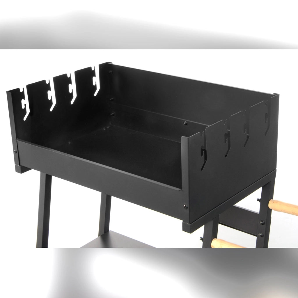Barbecue a Carbonella 83x49x90 cm 2 Griglie di Cottura e Struttura con Ruote in Acciaio Nero