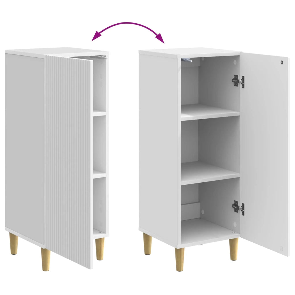 Credenza | Madia | Buffet da pranzo | Armadio da pranzo Bianco Lucido 33 x 34,5 x 90 cm Legno ingegnerizzato