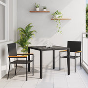Set da Pranzo da Giardino  3 Pezzi Nero Polyrattan
