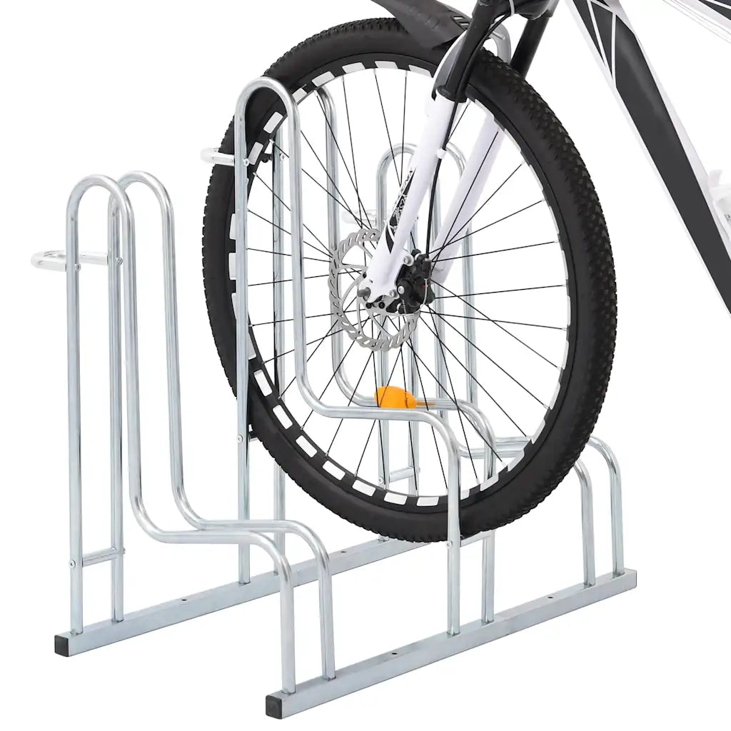 Supporto per 3 Bici da Pavimento Autoportante Acciaio Zincato 4005569