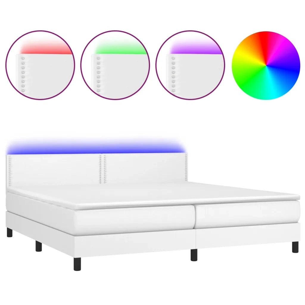 Giroletto Molle con Materasso e LED Bianco 200x200cm Similpelle 3134184