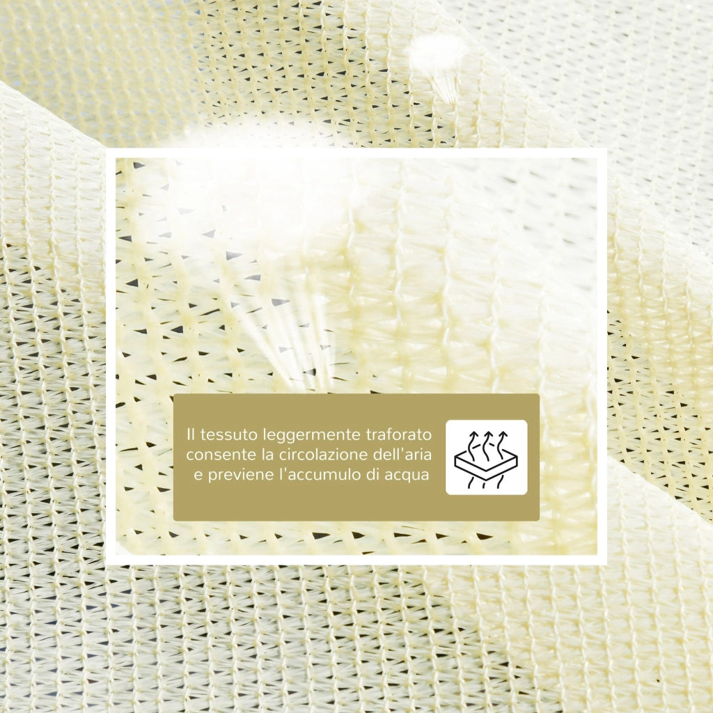 EasyComfort Vela Ombreggiante Rettangolare, Impermeabile e Anti-Raggi UV in HDPE, 3x4m, Crema