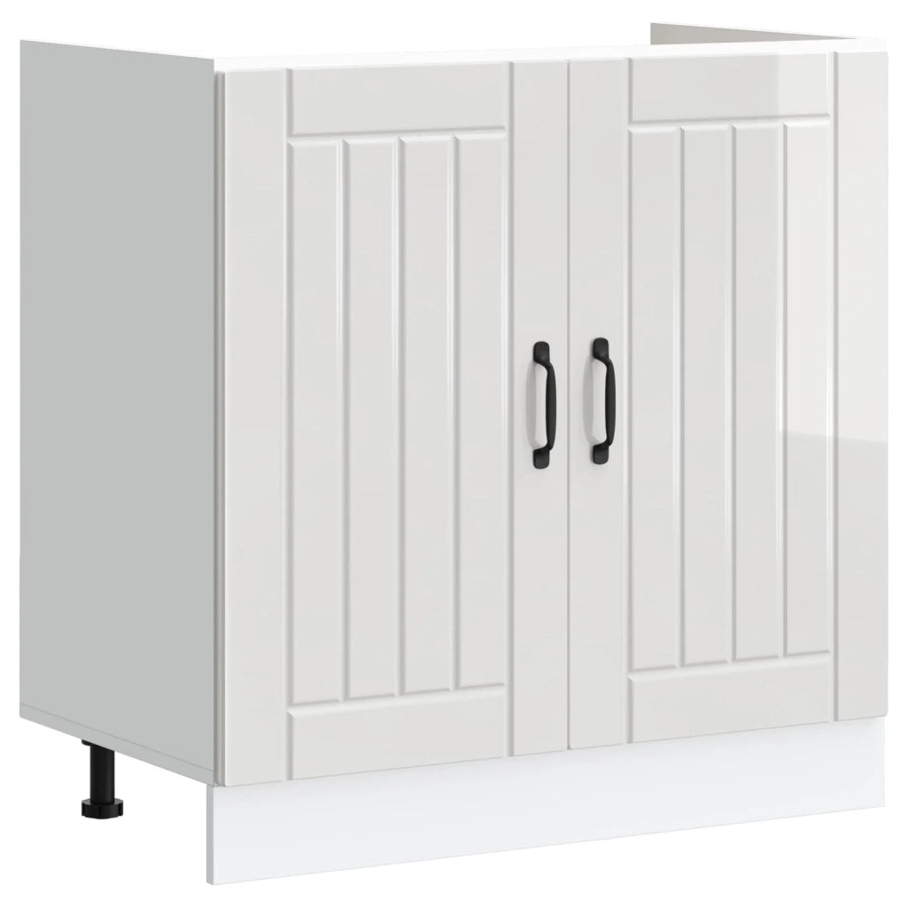 Mobiletto per lavabo con porta Lucca 2 pcs Bianco Lucido 3315013