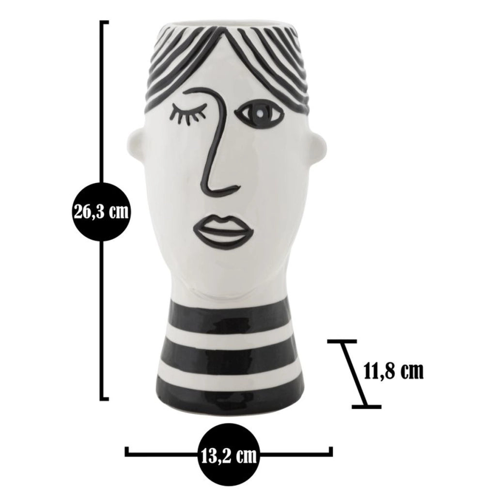Vaso Decorativo Viso 31, Bianco, Porcellana, 13,2x11,8x26,3 cm