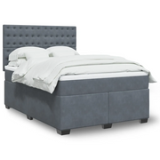 Giroletto a Molle con Materasso Grigio Scuro 160x200 cm Velluto