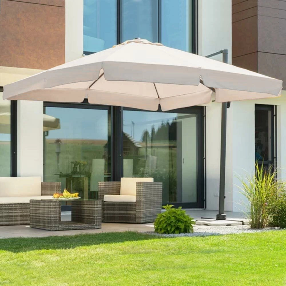 Ombrellone Giardino Decentrato Roma Flap 3x3 Alluminio Inclinabile Girevole Ecru