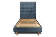 Letto 90x200 cm con testata imbottita - tessuto bouclé