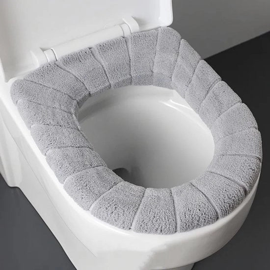 5 pezzi di Toiletbrilhoezen - Tessuto di Vezzella morbido e caldo - Lavabile e Resistente - Colorazione Pompon Grigio