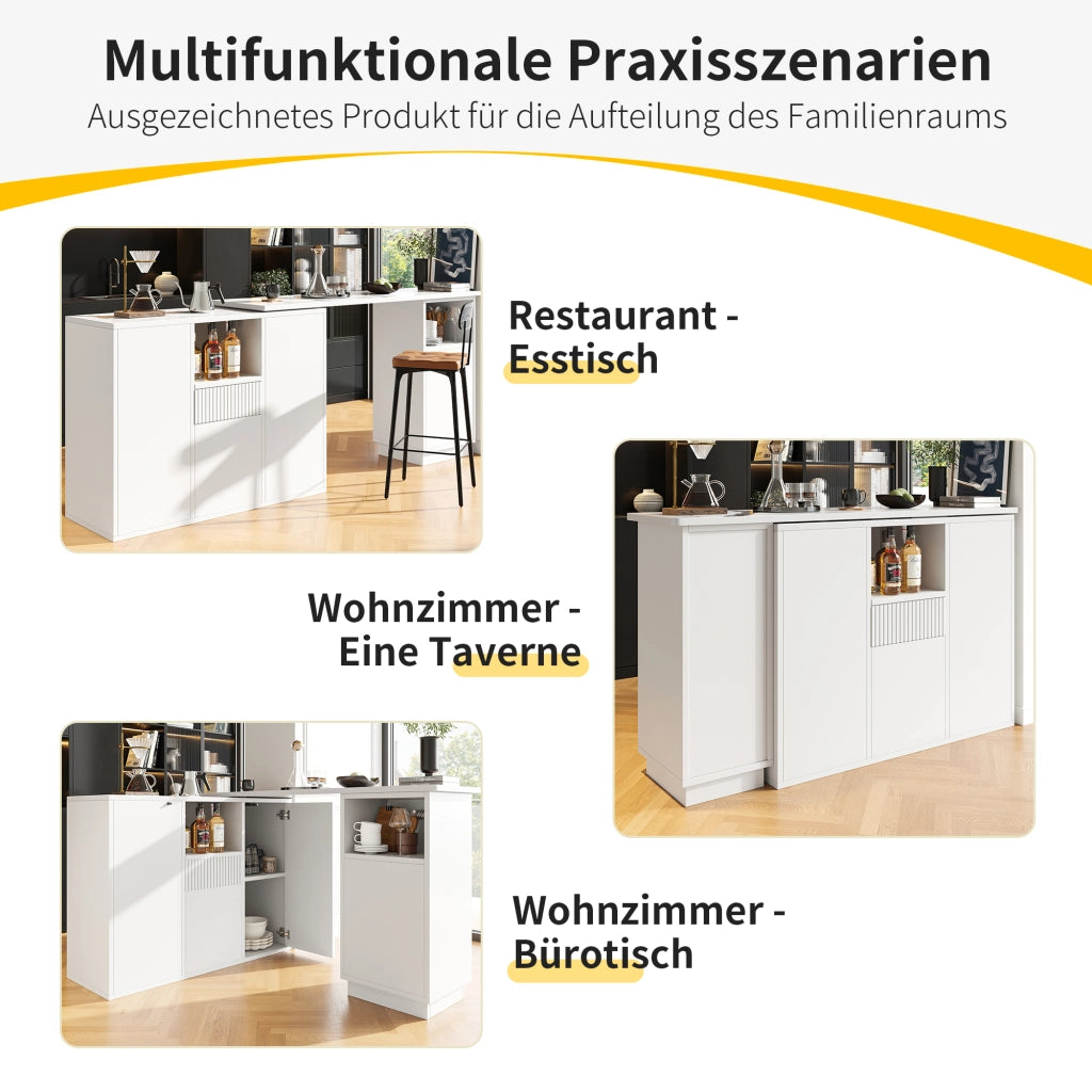 BANCONE BAR Girevole 210x30x100,9 cm MDF Bianco