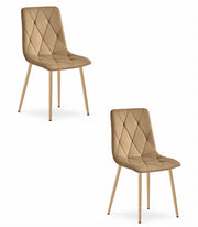 Sedia Valora TYRA in velluto marrone con gambe in legno x2