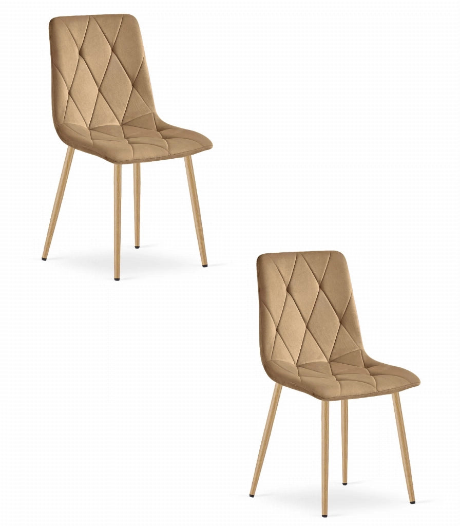 Sedia Valora TYRA in velluto marrone con gambe in legno x2