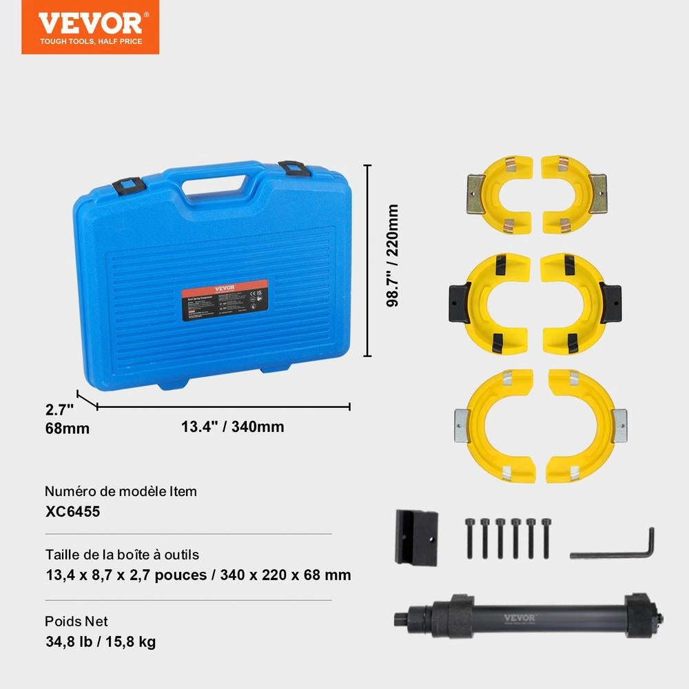 Spring Compressor Set - Suspension Spring Compatible With 22 Mm Socket, Universal Spring Compressor, 4500 Kg Load Capacity, Automotive Professional Spring Compressor, Shock Absorber Tool, Struts