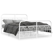 Letto matrimoniale | Letto per adulti | Giroletto con Testiera e Pediera Metallo Bianco 135x190 cm
