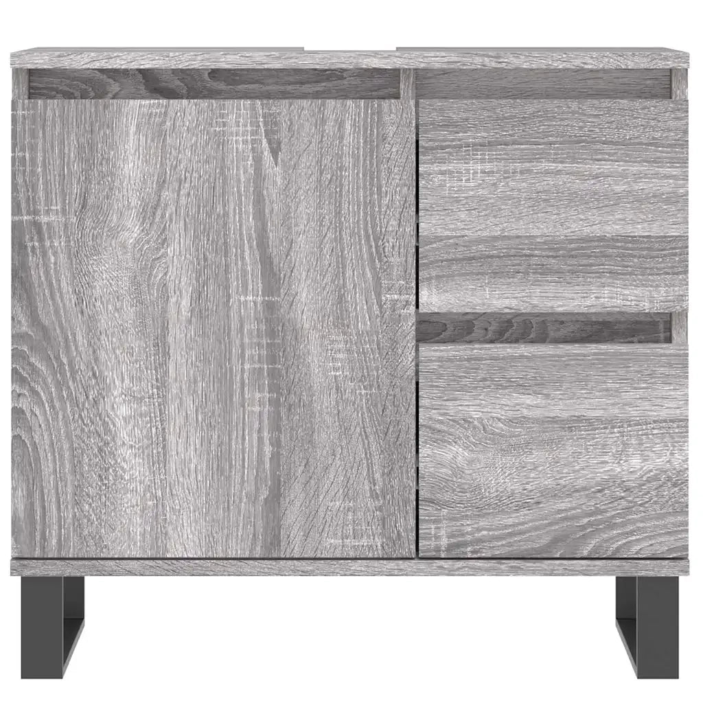 Set Mobili da Bagno 3 pz Grigio Sonoma in Legno Multistrato 3190235