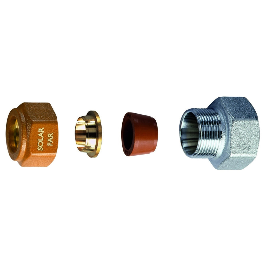 NIPPLE FEMMINA COMPLETO DI KIT DI TENUTA PER IMPIANTI SOLARI- 3/4 - Diam. 16- FAR- pezzi 1