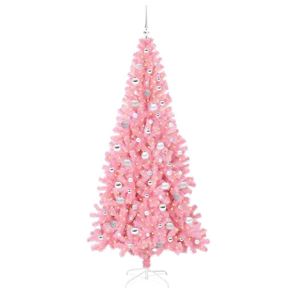 Albero di Natale con 300 LED con supporto Rosa 210 cm PVC