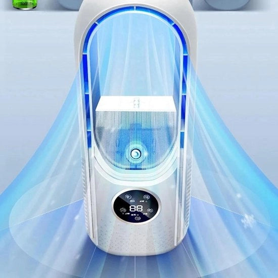 Ventilatore senza Sporcizia e Lampada di Ambiente - Ventilatore da Ufficio Piccolo Stile con 6 Velocità - Regolazione a Tasto - Mini-ventilatore da Ufficio